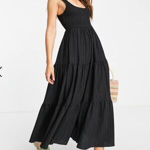 ASOS Shirred Maxi Sundress with Tiers in Size 4